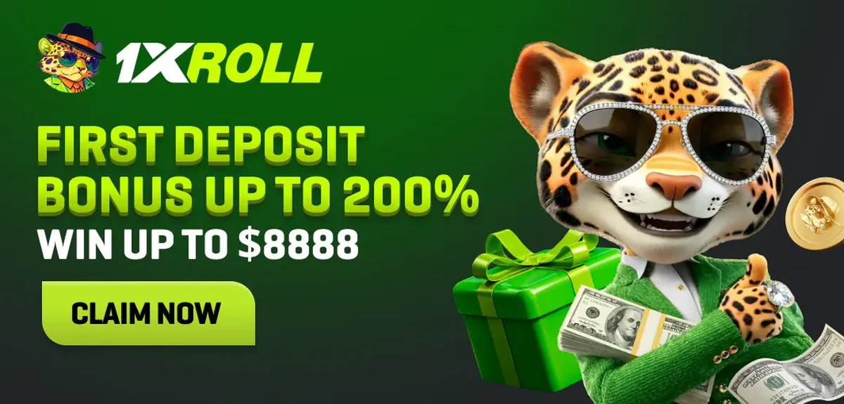1XRoll Casino — first deposit bonus up to 200%
